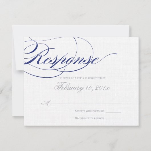 Elegant Script Response Card - Navy RSVP Kaartje (Voorkant)