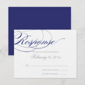 Elegant Script Response Card - Navy RSVP Kaartje (Voorkant / Achterkant)