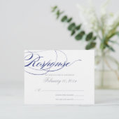 Elegant Script Response Card - Navy RSVP Kaartje (Staand voorkant)