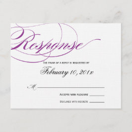 Elegant Script Response Card - Paars RSVP Kaartje