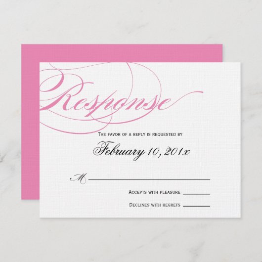 Elegant Script Response Card - Roze RSVP Kaartje (Voorkant / Achterkant)