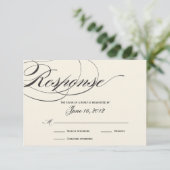 Elegant Script Response Card — zwart/off White RSVP Kaartje (Staand voorkant)