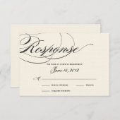 Elegant Script Response Card — zwart/off White RSVP Kaartje (Voorkant / Achterkant)