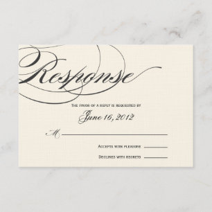 Elegant Script Response Card — zwart/off White RSVP Kaartje