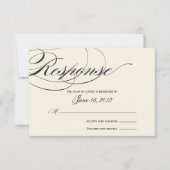 Elegant Script Response Card — zwart/off White RSVP Kaartje (Voorkant)