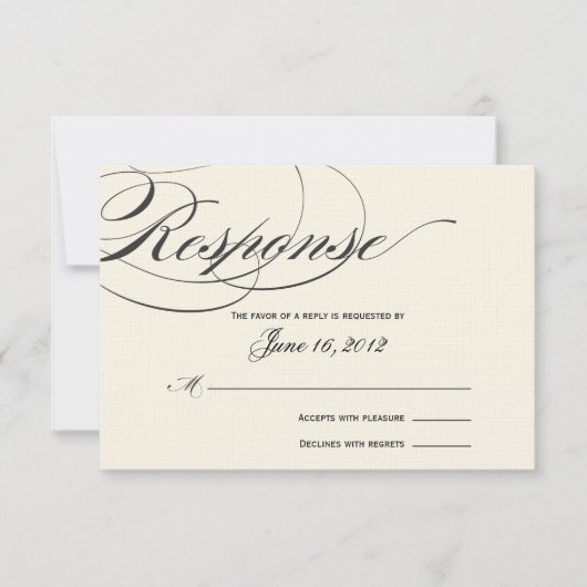 Elegant Script Response Card — zwart/off White RSVP Kaartje (Voorkant)
