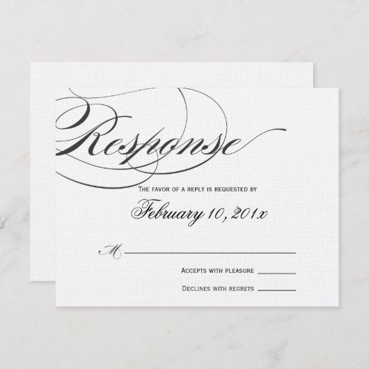 Elegant Script Response Card - zwart RSVP Kaartje (Voorkant / Achterkant)