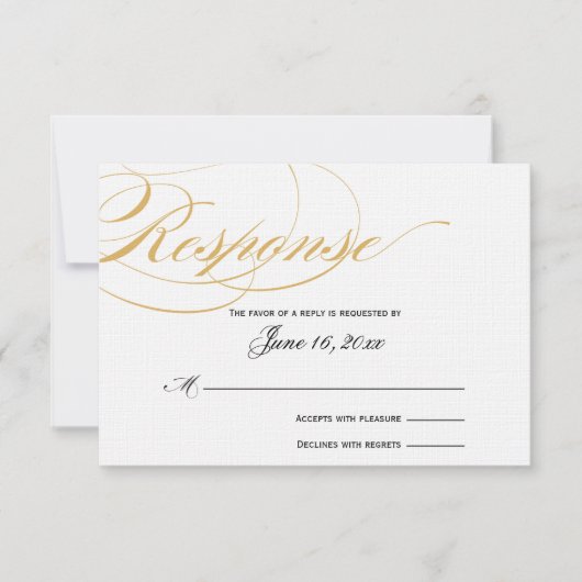 Elegant Script Response Kaart - Goud & Zwart (Voorkant)