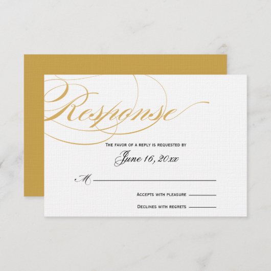 Elegant Script Response Kaart - Goud & Zwart (Voorkant / Achterkant)