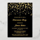 Elegant Script Retirement Party Black & Gold Folie Uitnodiging (Voorkant)