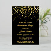 Elegant Script Retirement Party Black & Gold Folie Uitnodiging (Staand Voorkant)