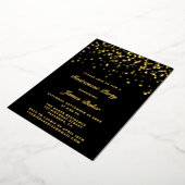 Elegant Script Retirement Party Black & Gold Folie Uitnodiging (Gedraaid)