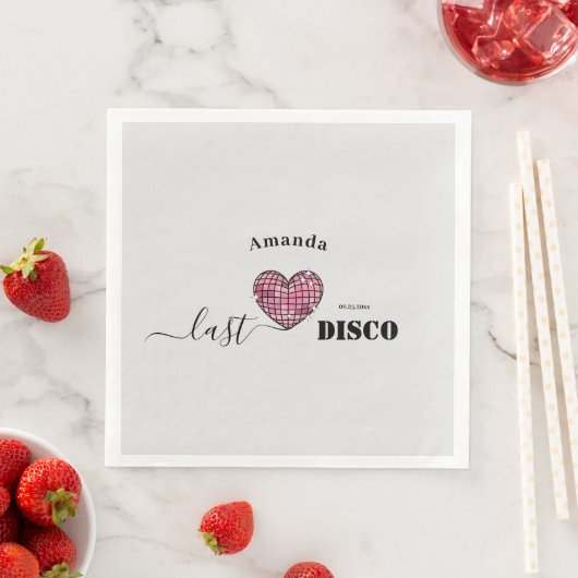 Elegant Script Retro Disco Roze Hart Trouwfeest Servet (Insitu)
