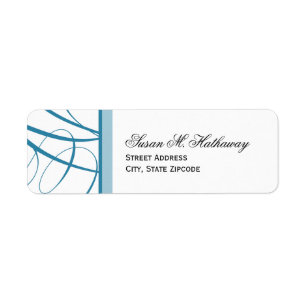 Elegant Script Return Address Label - blauw