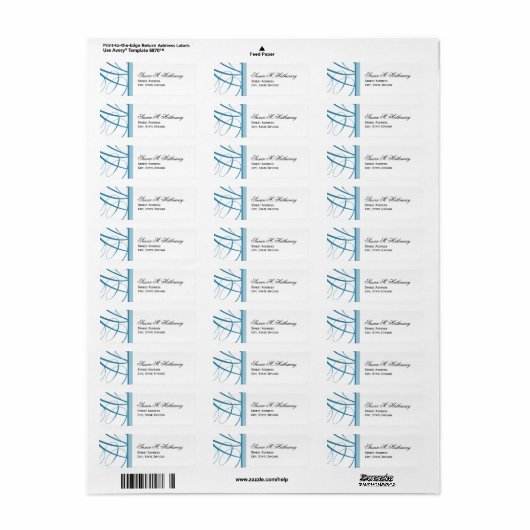 Elegant Script Return Address Label - blauw (Full Sheet)