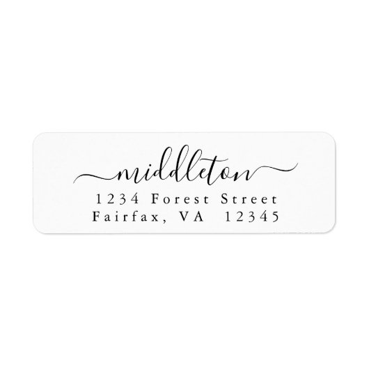 Elegant Script Return-adres Etiket (Voorkant)