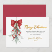 Elegant script rode bessen groen Kerstmis Feestdagenkaart (Voorkant / Achterkant)