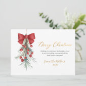 Elegant script rode bessen groen Kerstmis Feestdagenkaart (Staand voorkant)