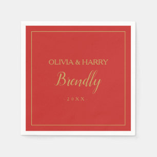 elegant script   Rode Kerst Papier servet