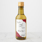 Elegant script rode rozen bruiloft wijn etiket (Voorkant)