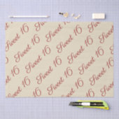 Elegant Script Rode Sweet 16 Verjaardag Tan Tissuepapier (Craft)