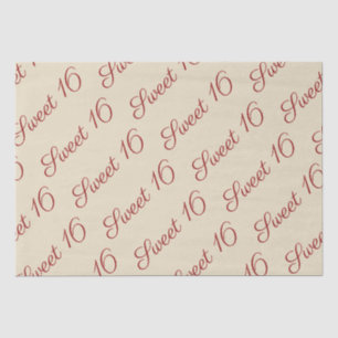 Elegant Script Rode Sweet 16 Verjaardag Tan Tissuepapier