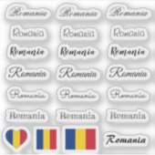 Elegant script Roemenië & Roemeense vlag / naam Se Sticker (Voorkant)