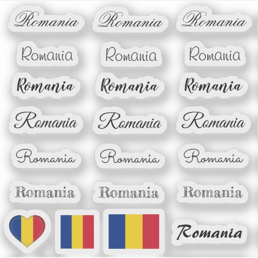 Elegant script Roemenië & Roemeense vlag / naam Se Sticker (Voorkant)