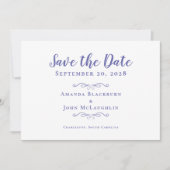 Elegant Script Romantic Calligraphy Periwinkle Save The Date (Voorkant)