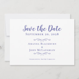 Elegant Script Romantic Calligraphy Periwinkle Save The Date