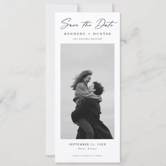 Elegant Script Romantic Modern Photo Wedding Save The Date (Voorkant)