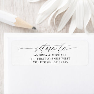 Elegant Script Romantic Wedding Return Address Etiket