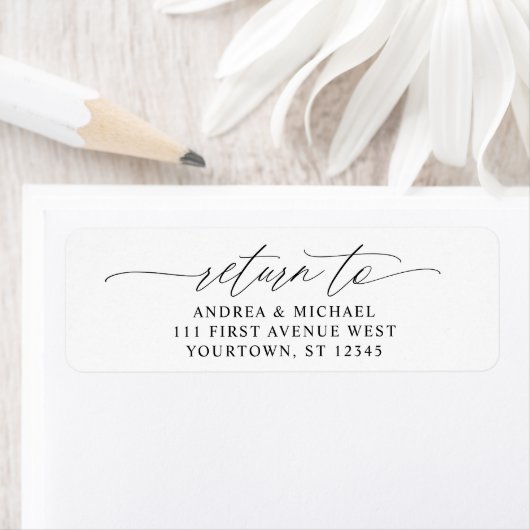 Elegant Script Romantisch Trouwadres Retouradres Etiket (Insitu)