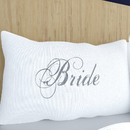 Elegant Script Romantische bruid Witte bruiloft Kussensloop