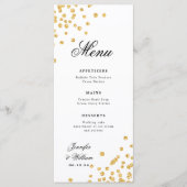 Elegant script Romantische bruiloft Confetti Gold Menu (Voorkant)