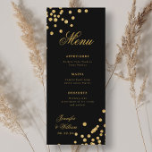 Elegant script Romantische bruiloft Confetti Gold Menu