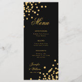 Elegant script Romantische bruiloft Confetti Gold  Menu (Voorkant)
