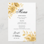 Elegant script Romantische bruiloft gouden bloem Menu (Voorkant)