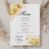 Elegant script Romantische bruiloft gouden bloem Menu