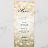 Elegant script Romantische bruiloft gouden bokeh l Menu (Voorkant)
