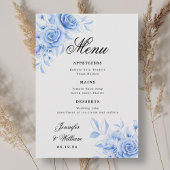 Elegant Script Romantische bruiloft Navy Bloemen Menu