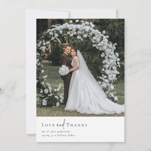 Elegant Script Romantische foto bruiloft Bedankkaart (Voorkant)