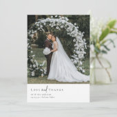 Elegant Script Romantische foto bruiloft Bedankkaart (Staand voorkant)