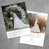 Elegant Script Romantische foto bruiloft Bedankkaart