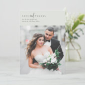Elegant Script Romantische foto bruiloft Bedankkaart (Staand voorkant)