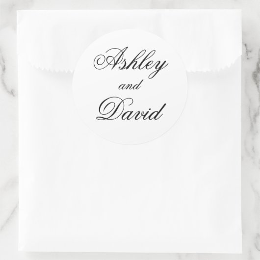 Elegant script ronde sticker (Tas)