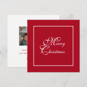 Elegant Script Rood Gepersonaliseerde Foto Kerstmi Feestdagenkaart (Voorkant / Achterkant)