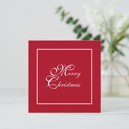 Elegant Script Rood Gepersonaliseerde Foto Kerstmi Feestdagenkaart (Staand voorkant)
