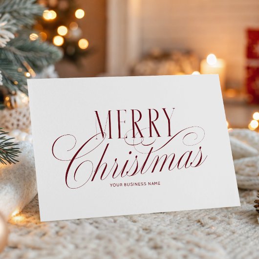 Elegant Script Rood Kerstmis Zakelijk Logo Kaart