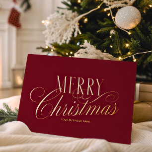 Elegant Script Rood Prettig Kerstfeest Zakelijk Lo Folie Feestdagenkaart
